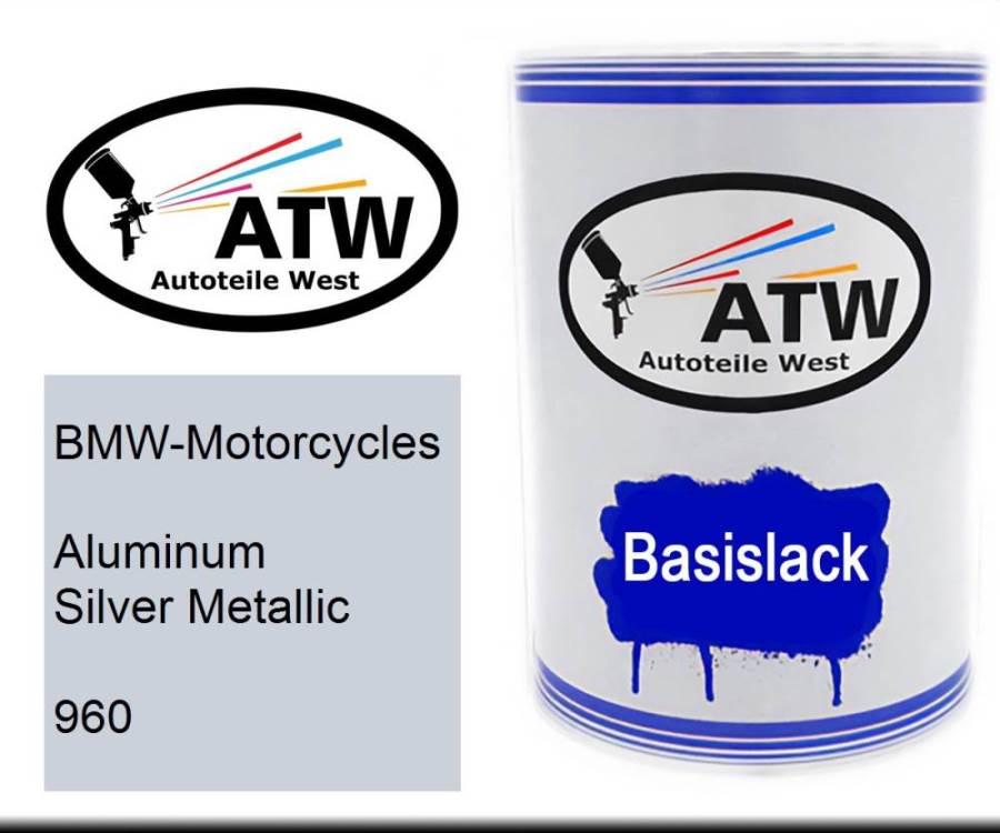 BMW-Motorcycles, Aluminum Silver Metallic, 960: 500ml Lackdose, von ATW Autoteile West.